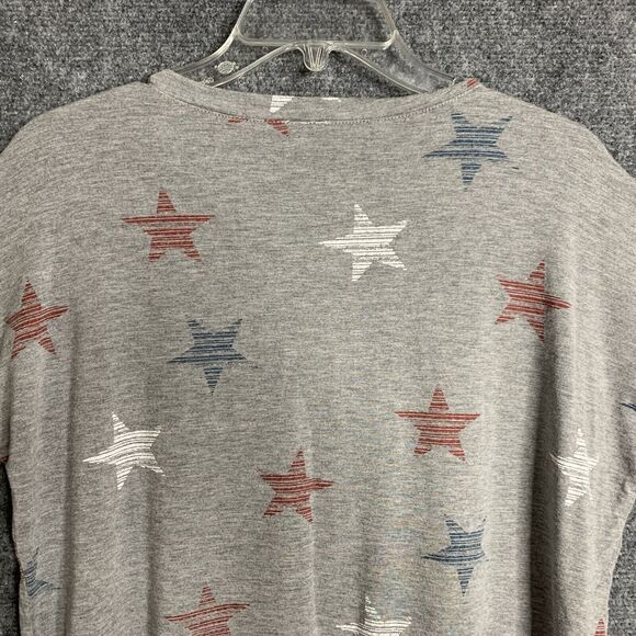 Cable & Gauge Short Sleeve Patriotic Star T-Shirt Women L Red White Blue On Gray - Picture 7 of 8